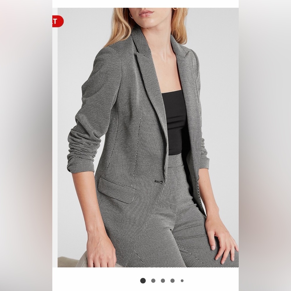 Express Houndstooth One Button Boyfriend Blazer